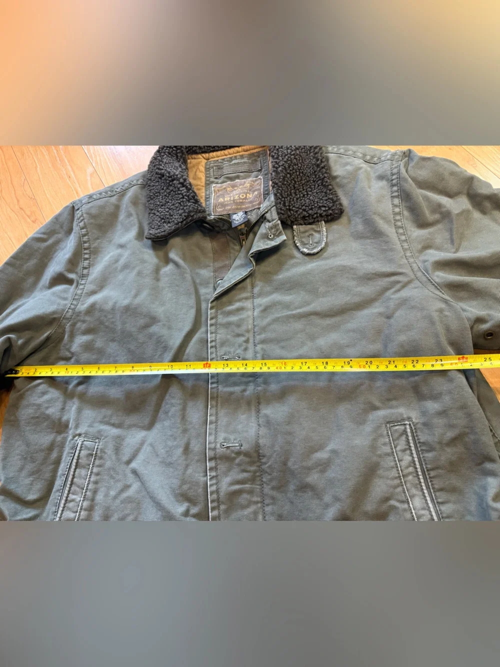 Arizona Jean Co Mens XXL Canvas Sherpa Collar Field Jacket Olive Green NWT